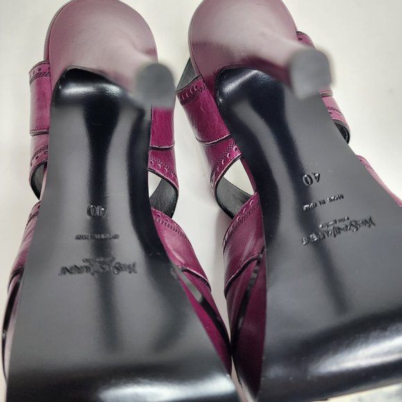 Yves Saint Laurent Rive Gauche Vintage Tribute Leather Platform Sandal Purple 40 - Picture 5 of 9